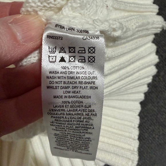 FRENCH CONNECTION Mozart Popcorn High Neck Ribbed Sweater Top Winter White Sz M - Picture 5 of 6